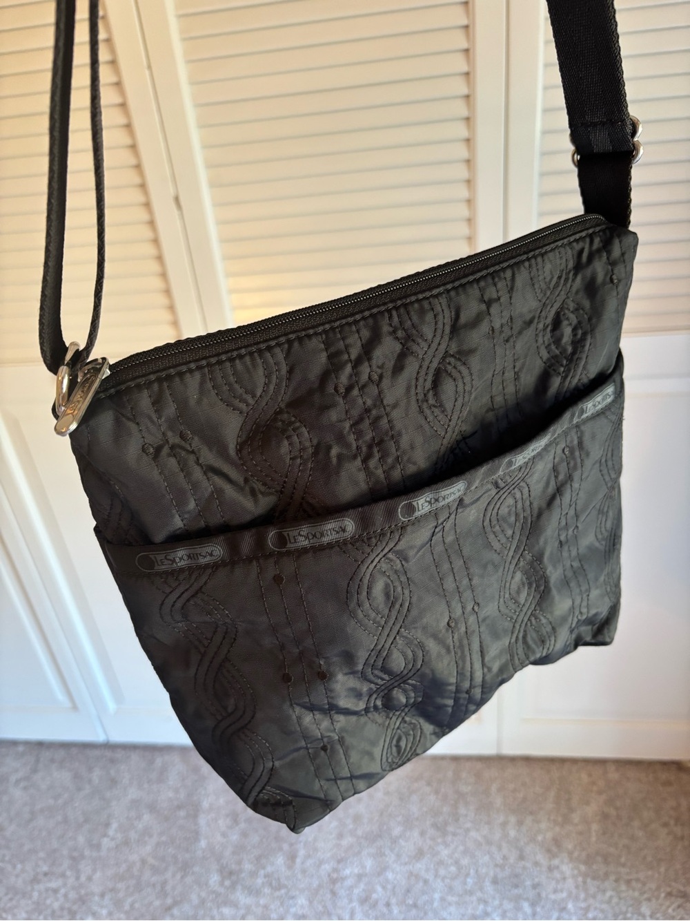 Lesportsac Black Quilted Nylon Crossbody Bag